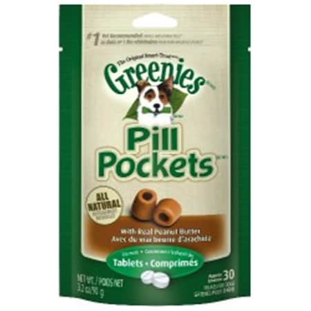 Greenies Greenies 642863101267 PILL POCKETS DOG PEANUT BUTTER 3.2 OZ 30 PIECE PER BAG 642863101267